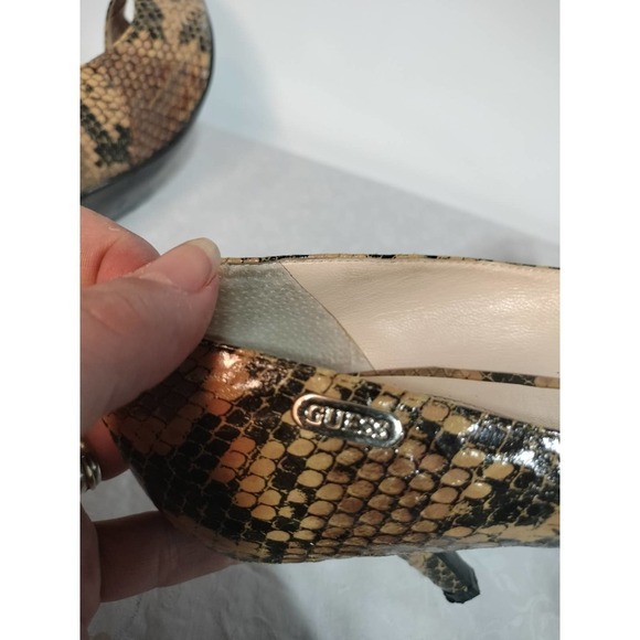 Guess by Marciano brown faux snake skin open toe stiletto heels woman 9.5 - Picture 6 of 13